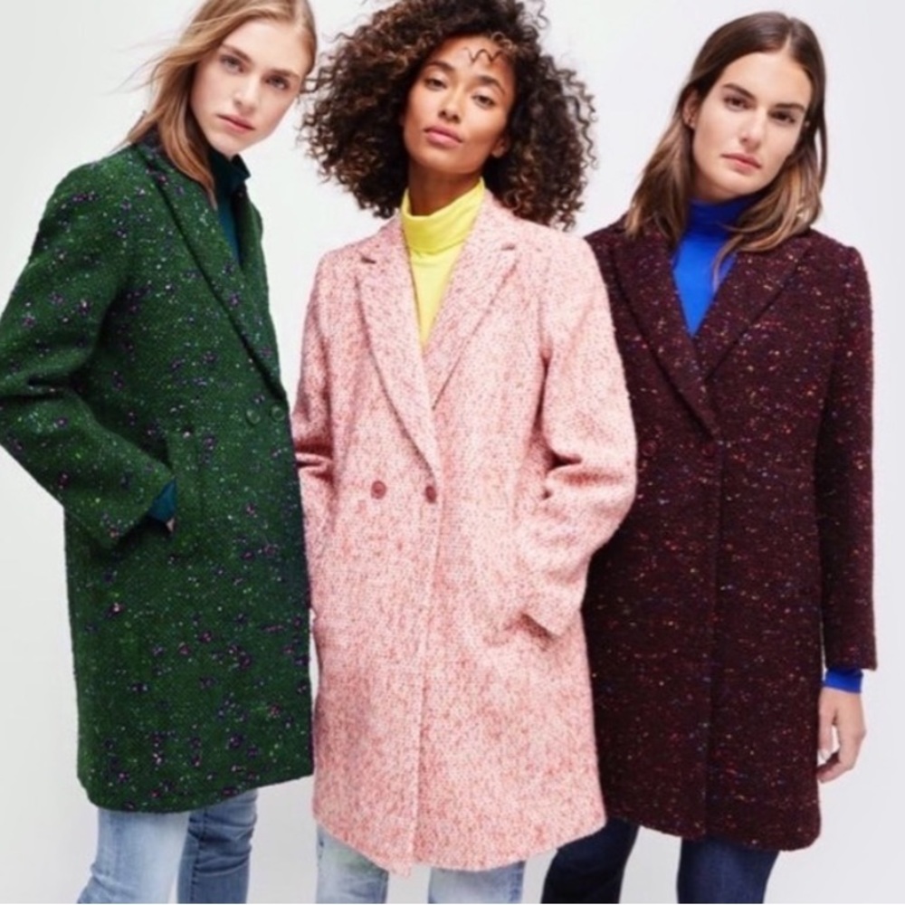 NEW J.crew Daphne Tweed Topcoat Size 0 pink